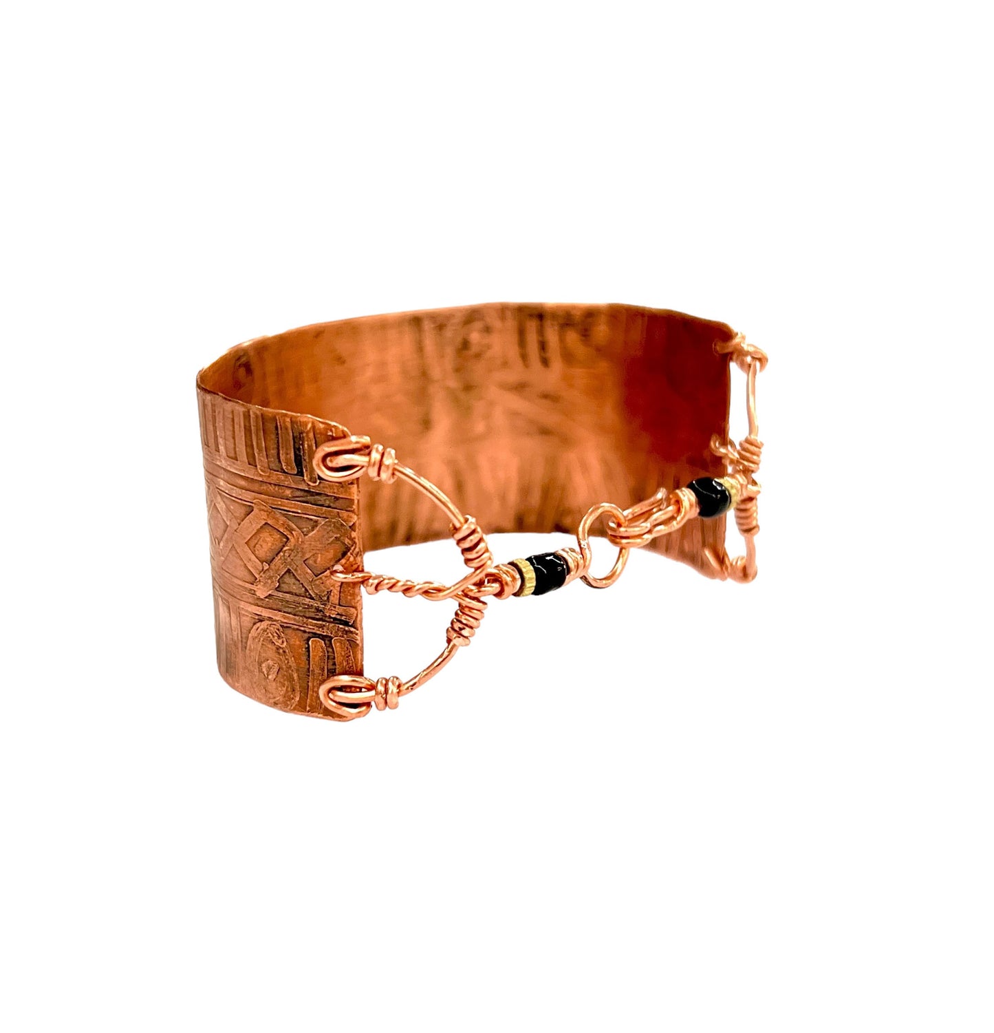 TRIBAL ETCHED COPPER CUFF BRACELET - end of season sale