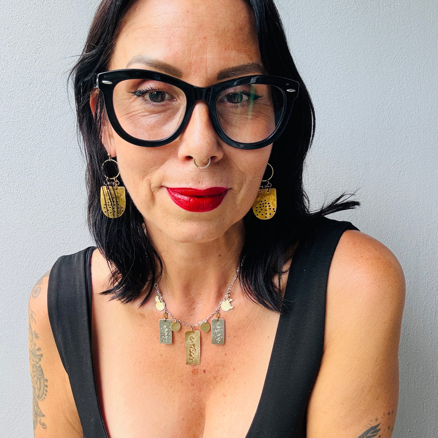 BRASS SHIELD EARRINGS