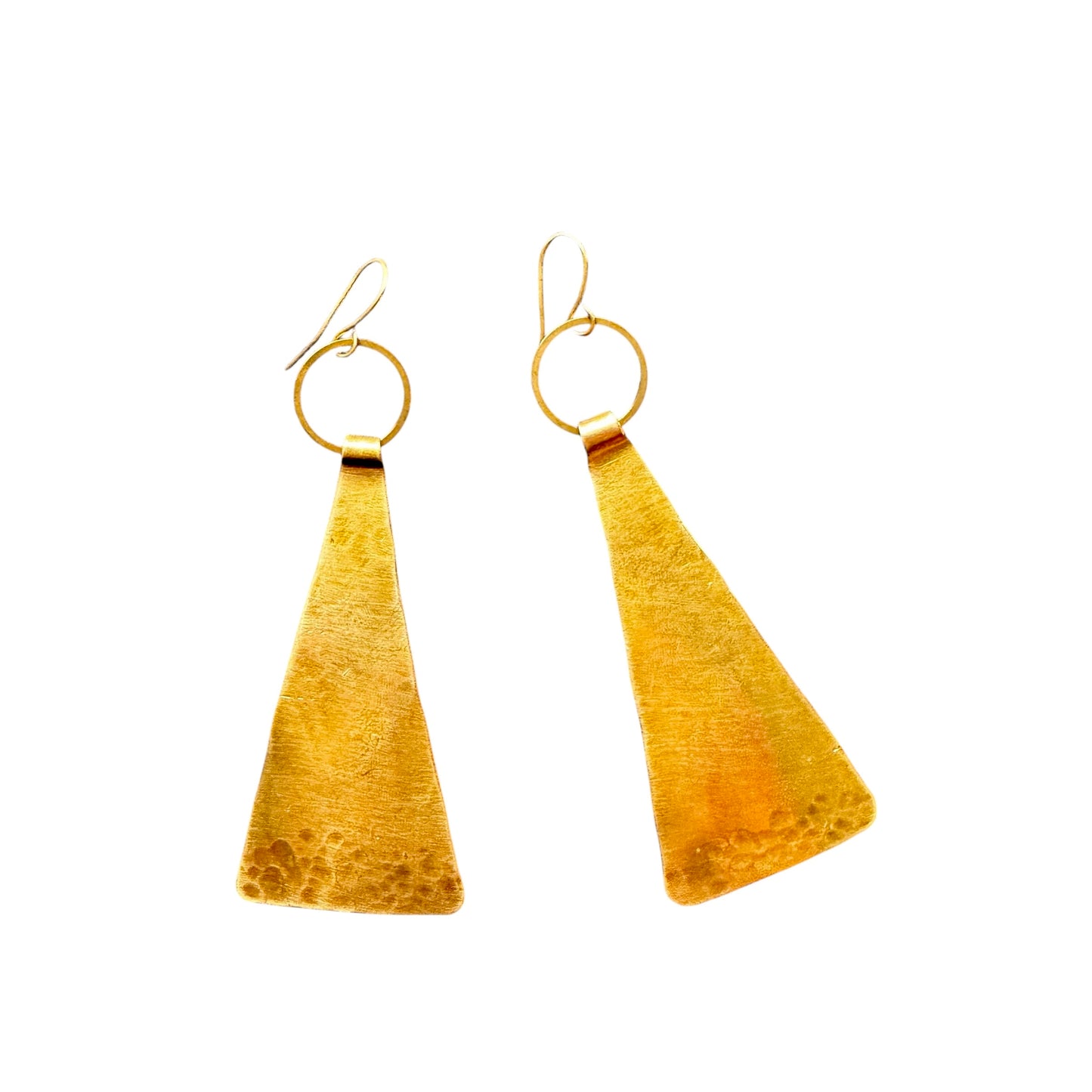LARGE BRASS TRIANGLE EARRINGS - end of season sale