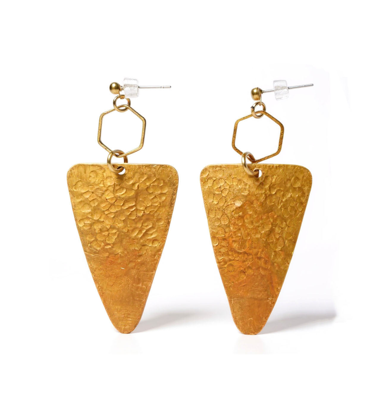 TEXTURED TRIANGLE EARRINGS - end of season sale
