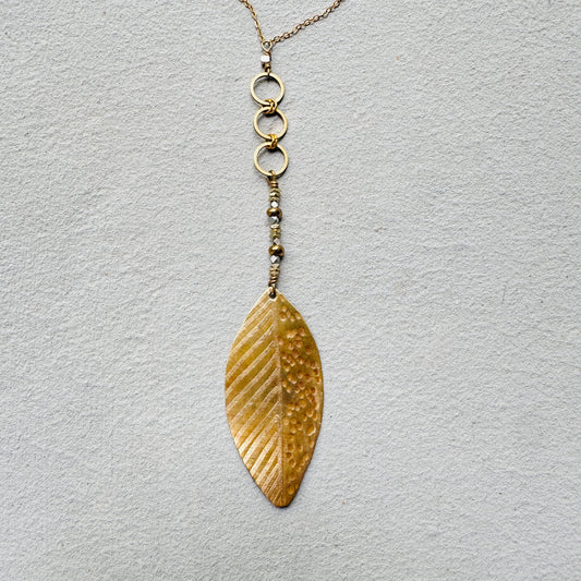 BRASS ETCHED LEAF NECKLACE