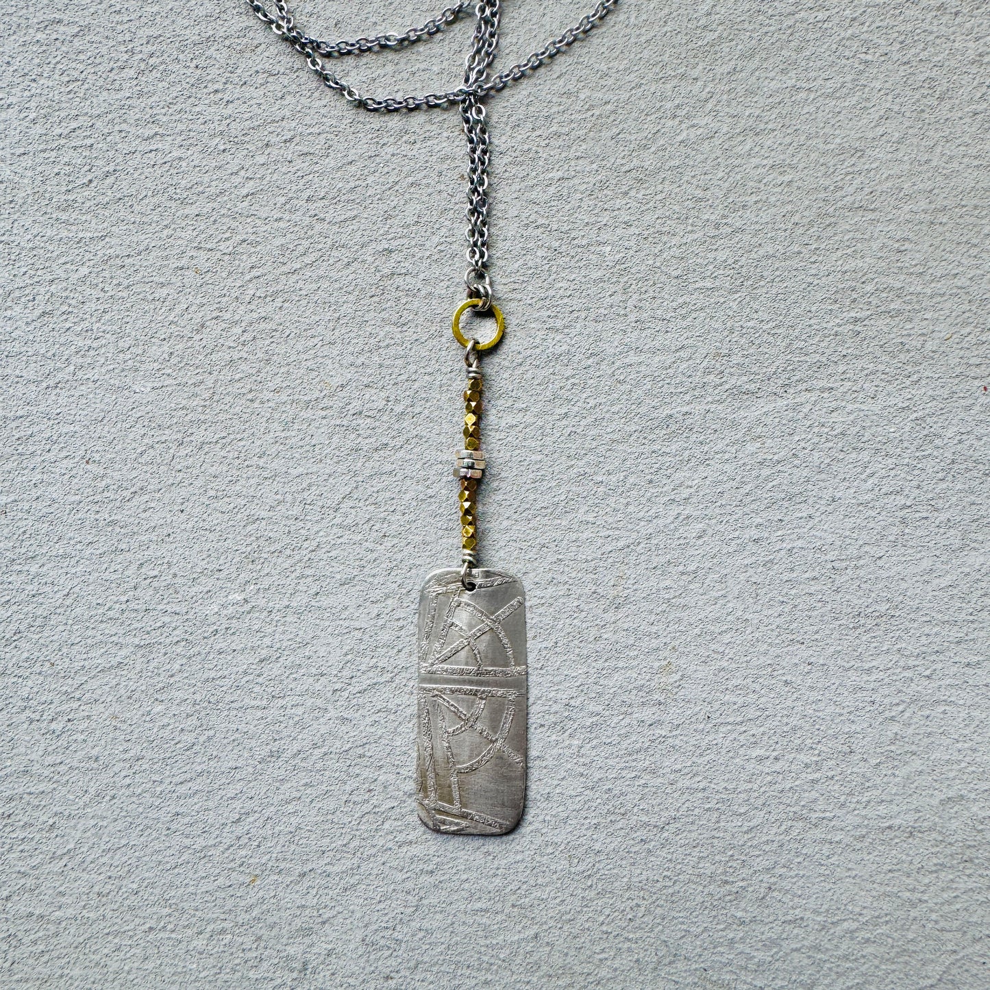 ETCHED SILVER Y NECKLACE - end of season sale