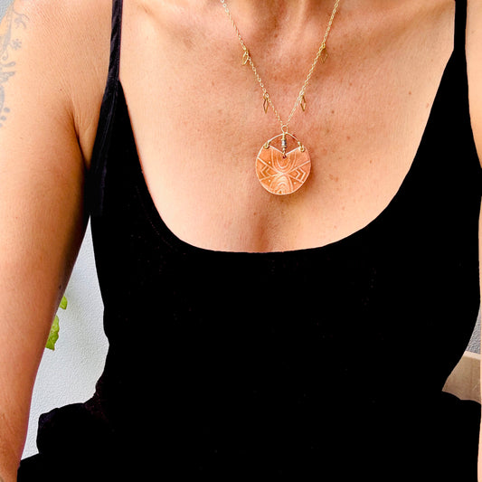 COPPER ETCHED CIRCLE NECKLACE