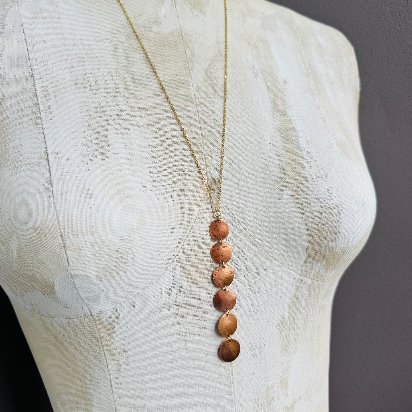 STACKED COPPER MOONS NECKLACE