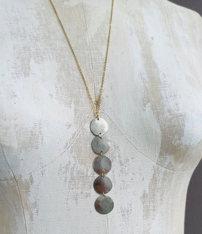 SILVER STACKED MOONS NECKLACE
