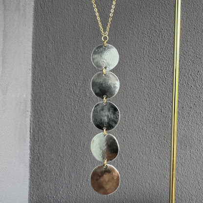 SILVER STACKED MOONS NECKLACE