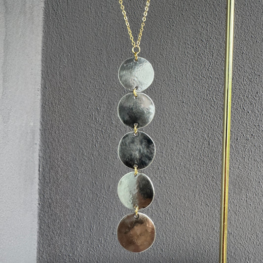 SILVER STACKED MOONS NECKLACE