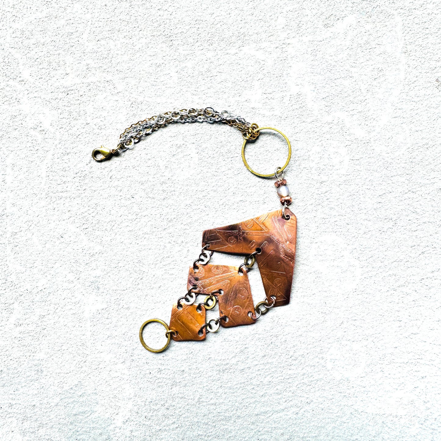 TRIBAL ETCHED COPPER BRACELET - end of season sale