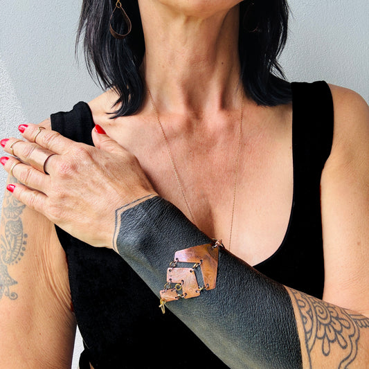 TRIBAL ETCHED COPPER BRACELET - end of season sale