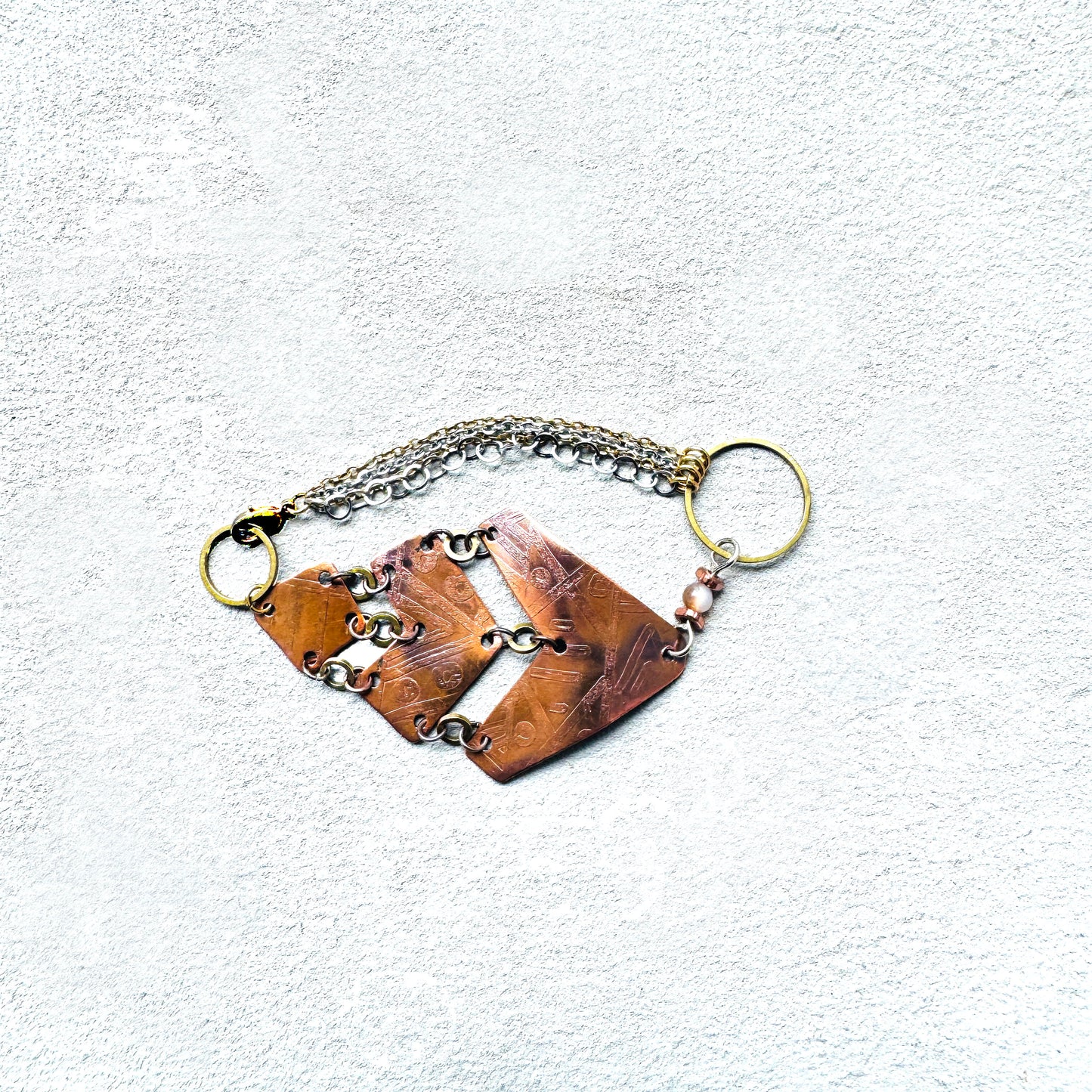 TRIBAL ETCHED COPPER BRACELET - end of season sale