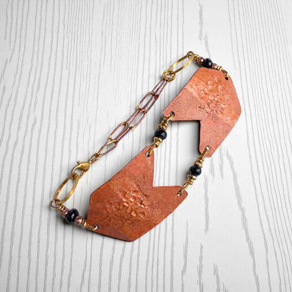 TEXTURED COPPER GEOMETRIC BRACELET - end of season sale