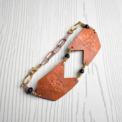 TEXTURED COPPER GEOMETRIC BRACELET - end of season sale