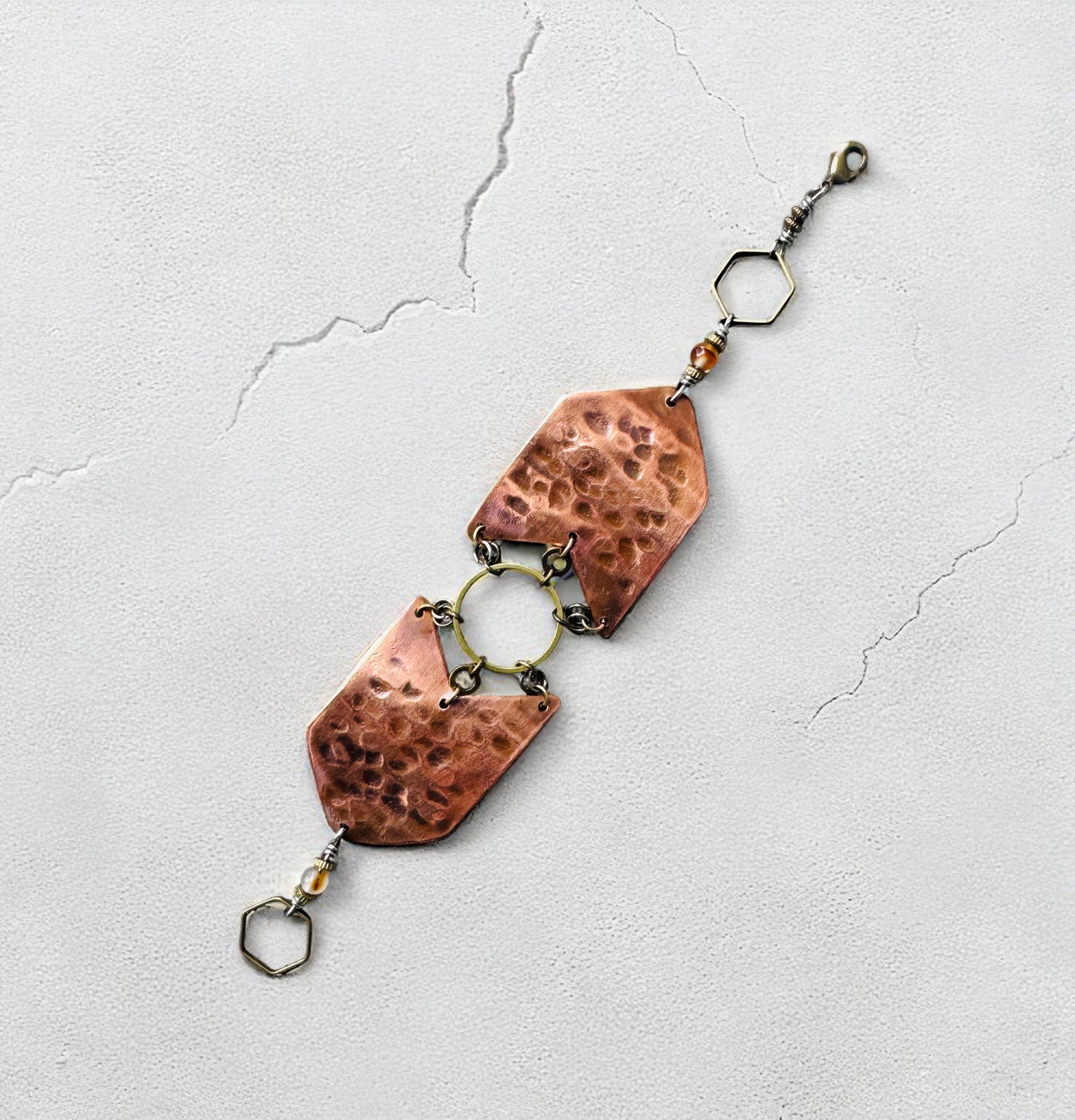 GEOMETRIC TEXTURED COPPER BRACELET - end of season sale