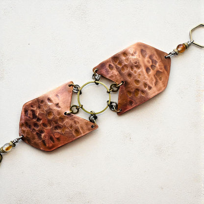 GEOMETRIC TEXTURED COPPER BRACELET - end of season sale