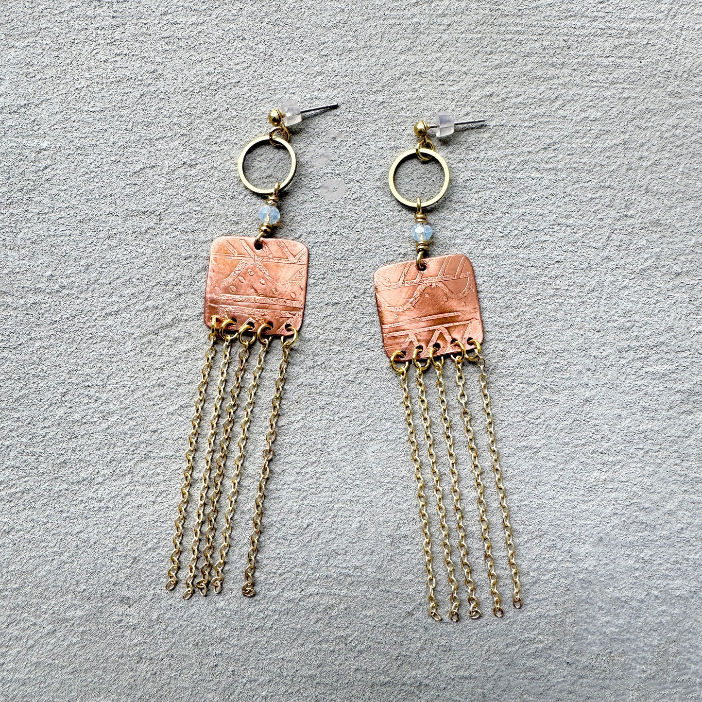 ETCHED COPPER CHAIN FRINGE EARRINGS