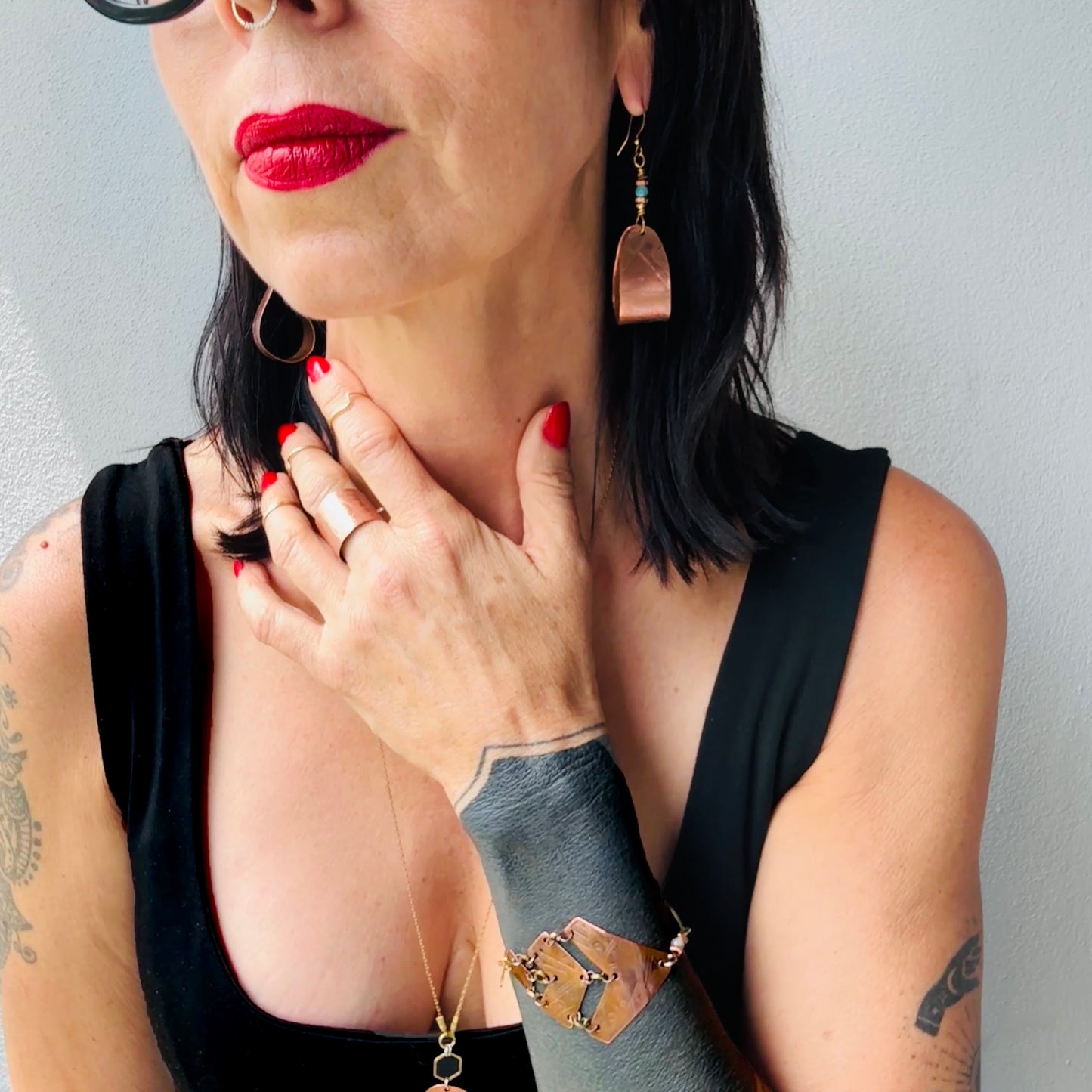 LOOP ETCHED COPPER EARRINGS - sample sale
