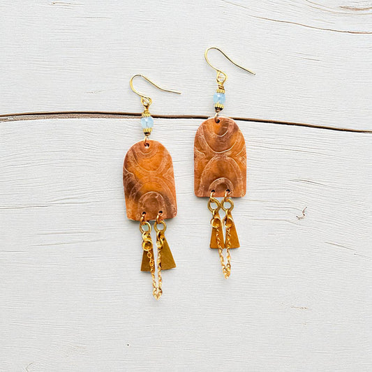 COPPER ETCHED DANGLE EARRINGS - sample sale