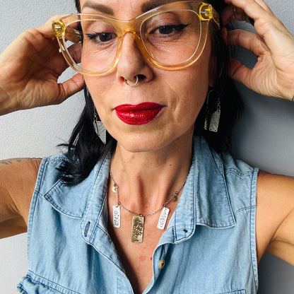 ETCHED SILVER ASYMMETRIC EARRINGS