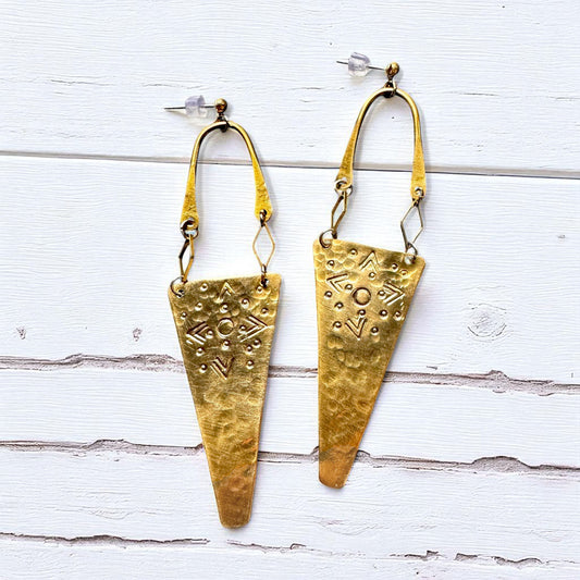 LARGE STAMPED TRIANGLE EARRINGS - sample sale