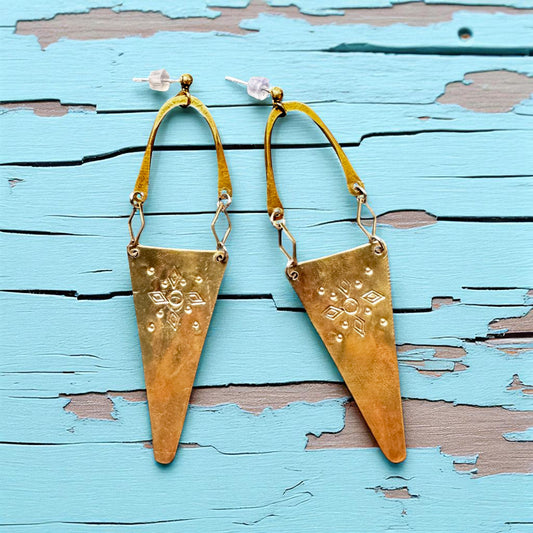STAMPED LARGE TRIANGLE EARRINGS - sample sale