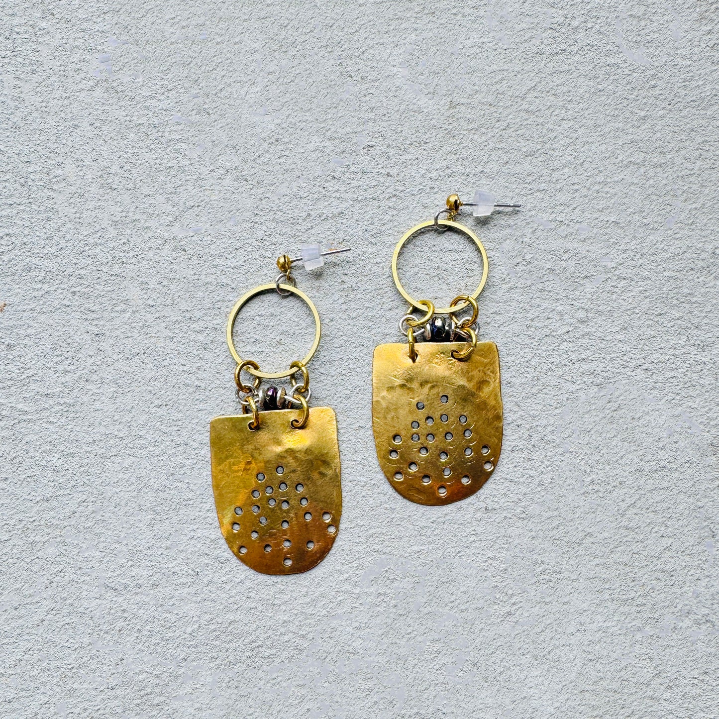BRASS SHIELD EARRINGS