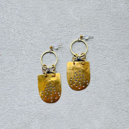 BRASS SHIELD EARRINGS