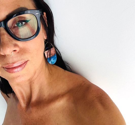 OCEAN BLUES TEXTURED COPPER EARRINGS - end of season sale
