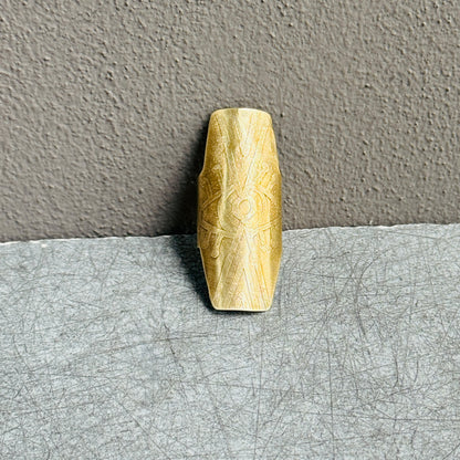 TRIBAL ETCHED BRASS SHIELD RING
