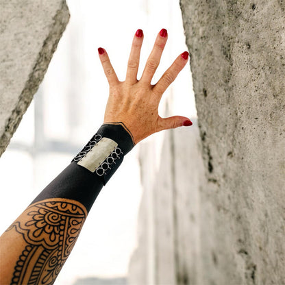 ETCHED TRIBAL SILVER AND LEATHER BRACELET