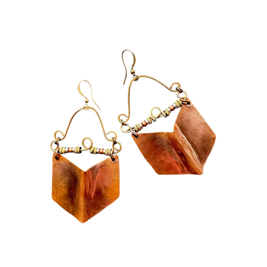 FOLD FORMED COPPER CHEVRON EARRINGS - end of season sale