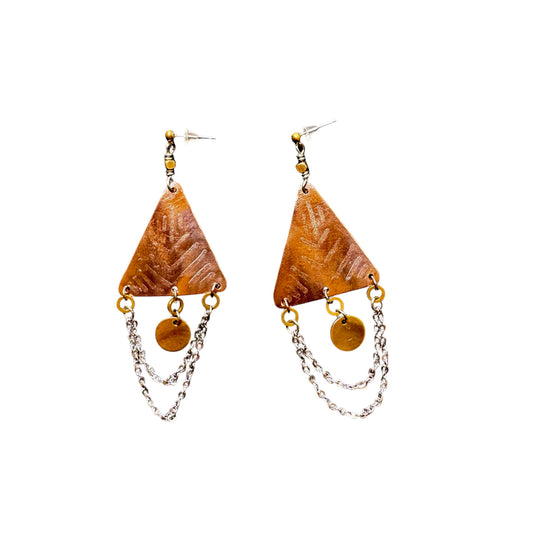 COPPER ETCHED TRIANGLE EARRINGS - sample sale