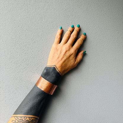 TRIBAL ETCHED COPPER CUFF BRACELET - end of season sale