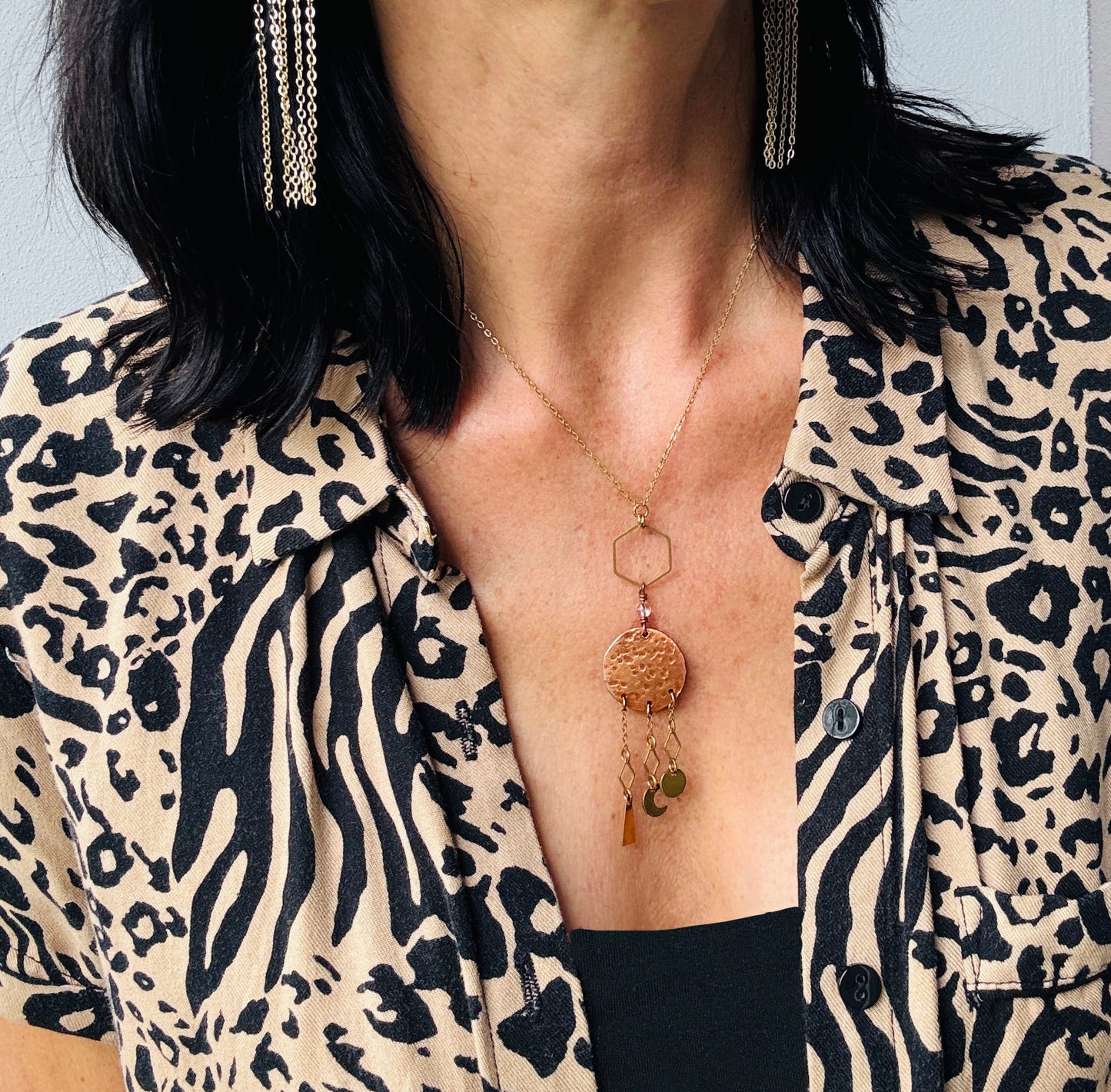 COPPER CIRCLE CHARM NECKLACE - end of season sale