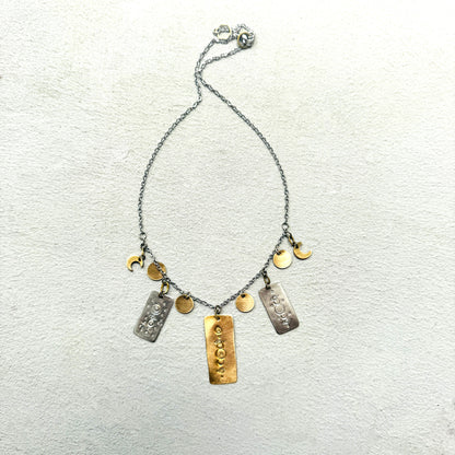 LUNAR STAMPED RECTANGLE NECKLACE  - end of season sale
