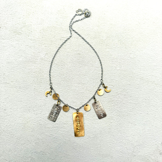 LUNAR STAMPED RECTANGLE NECKLACE  - end of season sale