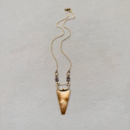 TEXTURED BRASS TRIANGLE NECKLACE
