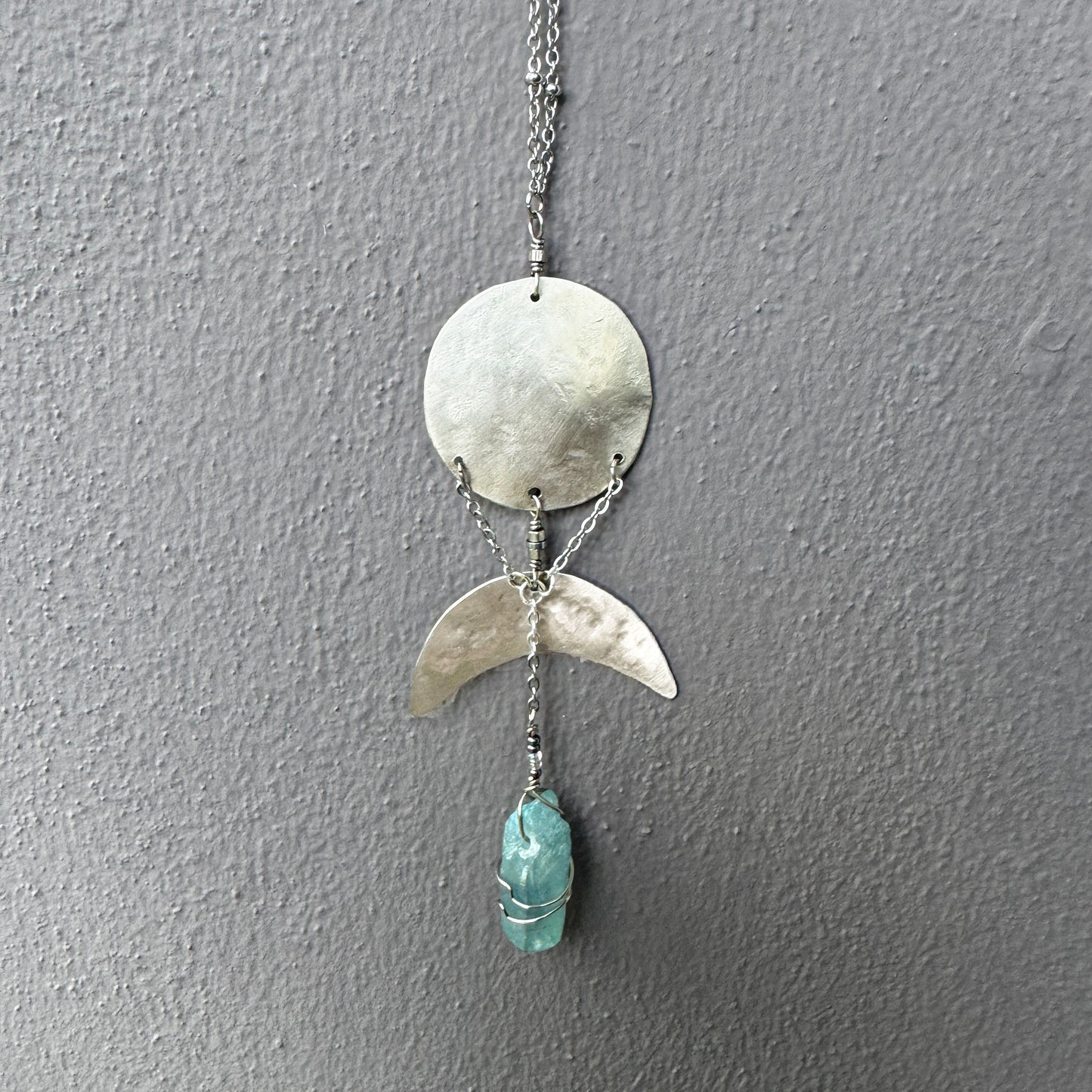 SILVER MOONS AND BLUE QUARTZ NECKLACE - end of season sale