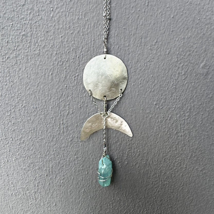 SILVER MOONS AND BLUE QUARTZ NECKLACE - end of season sale