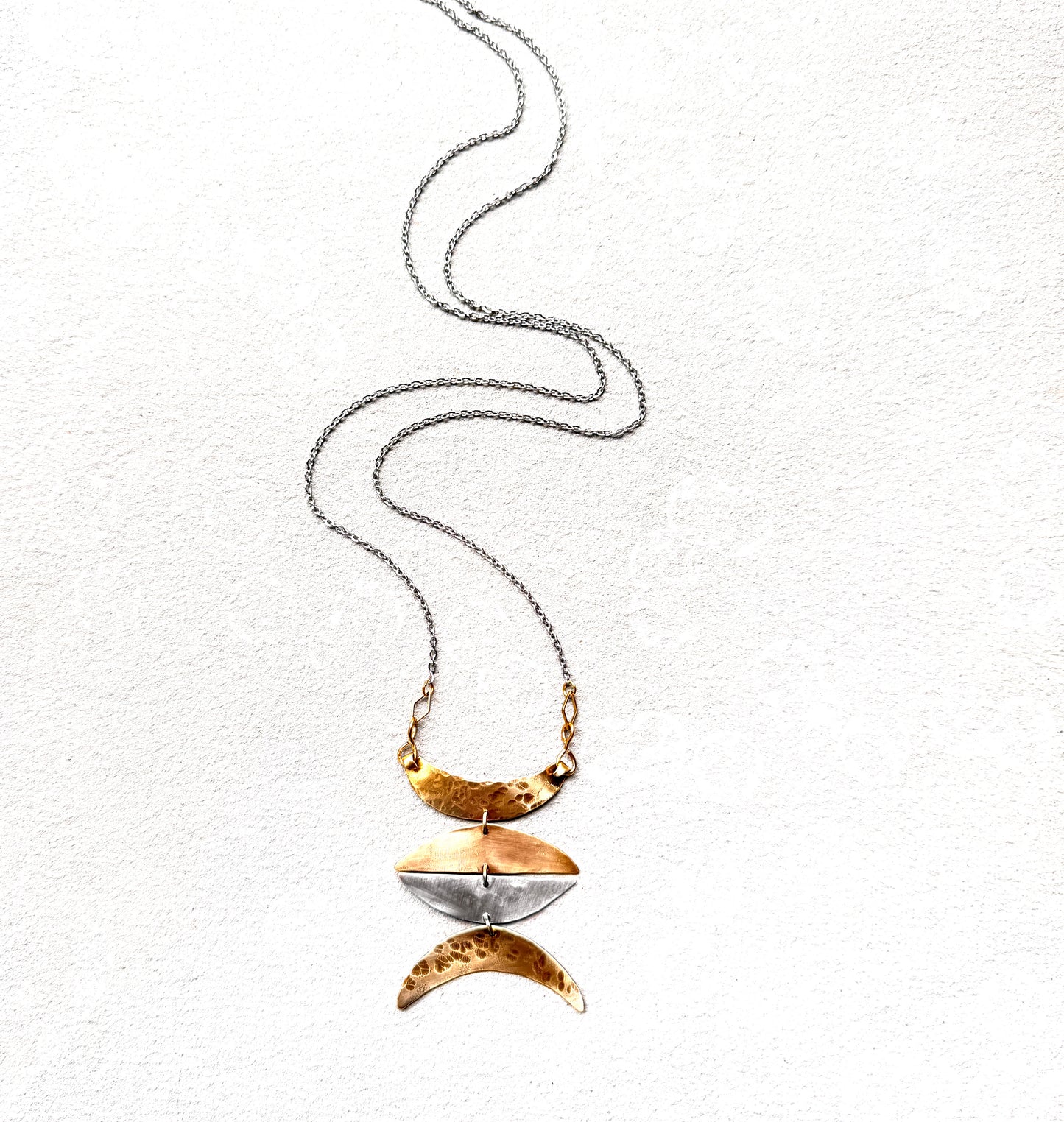 BOLD MIXED METAL MOONS NECKLACE