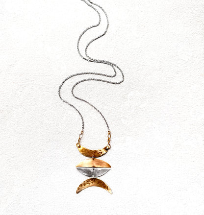 BOLD MIXED METAL MOONS NECKLACE