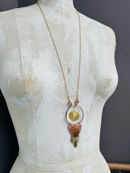 ETCHED COPPER MIXED METAL NECKLACE