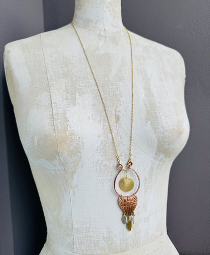 ETCHED COPPER MIXED METAL NECKLACE