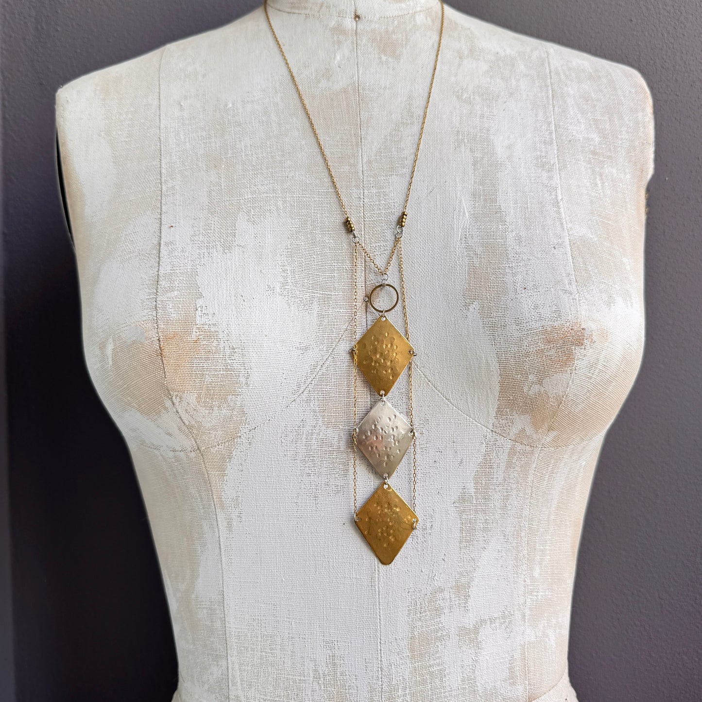 STACKED MIXED METAL RHOMBUS NECKLACE – MIXED METAL