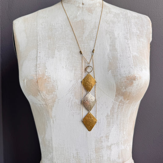 STACKED MIXED METAL RHOMBUS NECKLACE – MIXED METAL