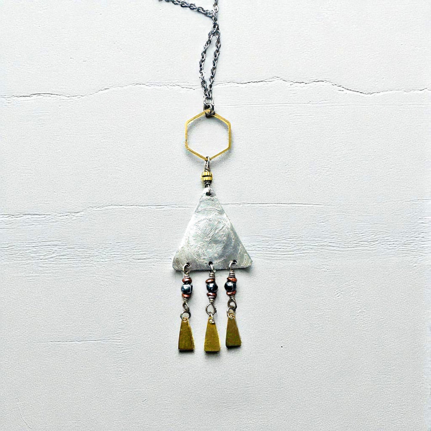 MIXED METAL TRIANGLE NECKLACE - sample sale