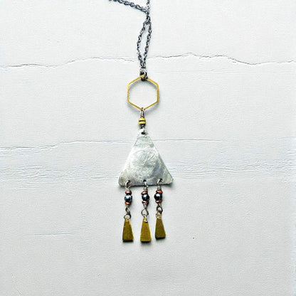 MIXED METAL TRIANGLE NECKLACE - sample sale