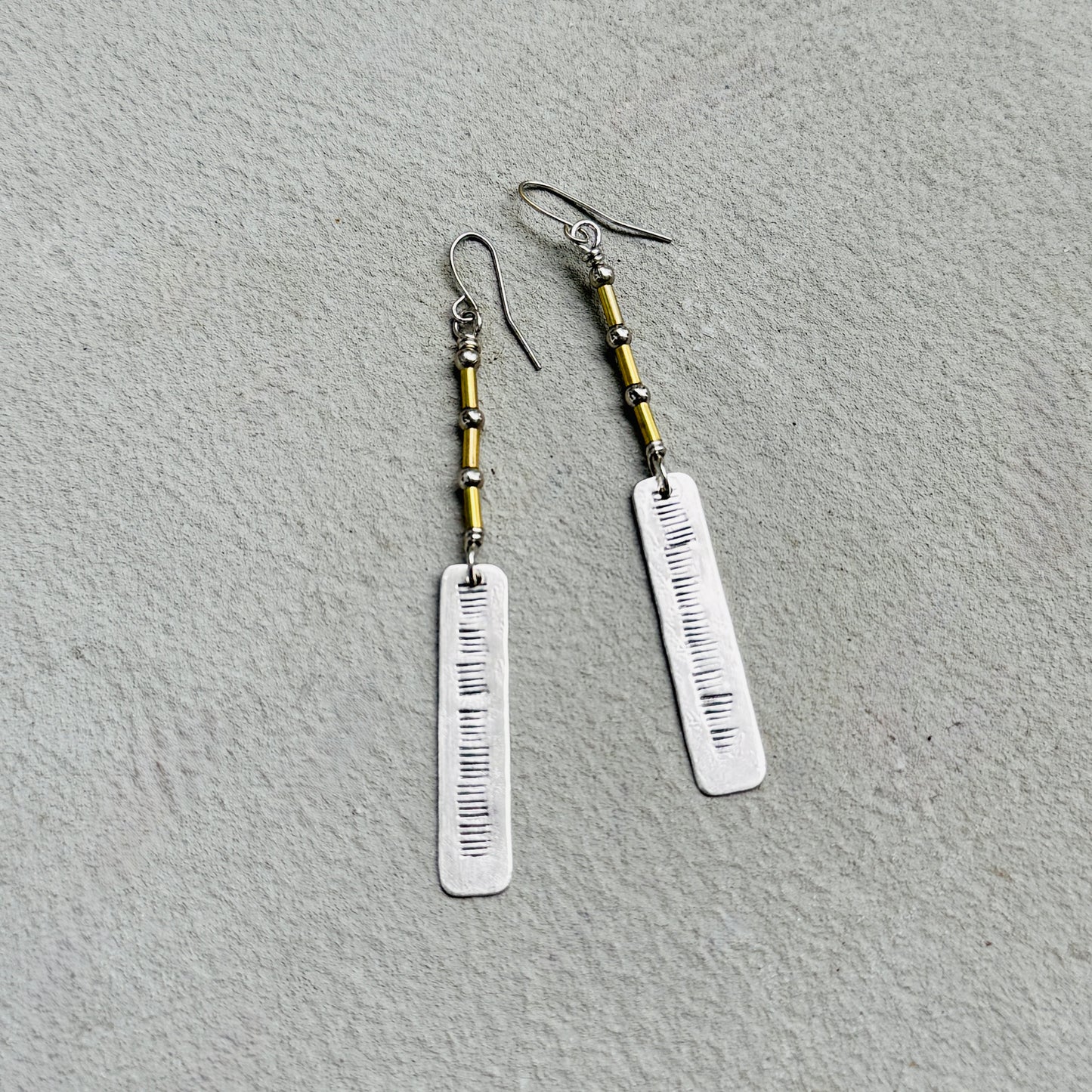 TRIBAL STAMPED SILVER RECTANGLE EARRINGS