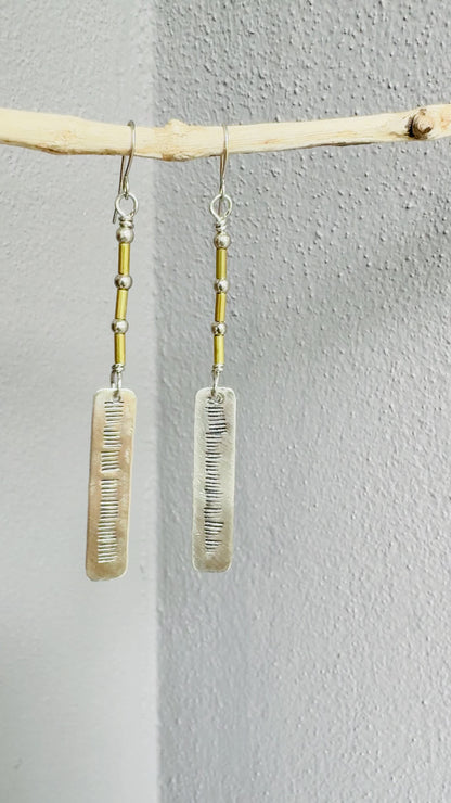 TRIBAL STAMPED SILVER RECTANGLE EARRINGS